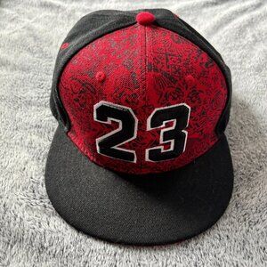 Malaki Chicago Snapback Hat #23 Red Black Embroidered Logo OSFM Basketball 17986